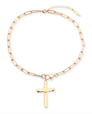 Leslie Curtis Reagan Hammered Cross Necklace Gold