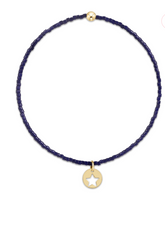 E Newton Classic Bracelet Navy Star Small Gold Disc