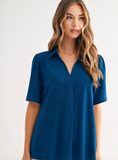 Joh Joy V Neck SS Blouse Peacock