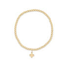 E Newton Classic Gold 3mm Signature Cross Gold Charm Bracelet