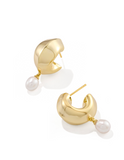 Kendra Scott Oakland Pearl Gold Huggie Earrings