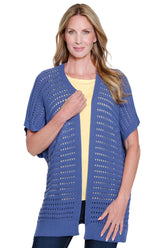 Multiples Open Front Sweater Chambray