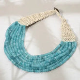 Woven Detail Multi Strand Beaded Collar