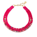 Porcelain Bead Necklace Hot Pink