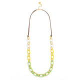 Oval Links Long Necklace Green Multi