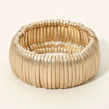 Wide Ribbed Metal Bar Bracelet Various