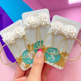 Taylor Shaye matte flower hoops -white round