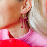 Taylor Shaye Lovie Bow Hoops- pink mirror earrings