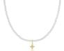 E Newton Classic Pearl Choker 3mm Signature Cross Charm Gold