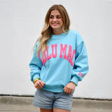 Lulu Mac Puff Sweatshirt Blue Hot Pink