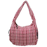 Puffer Quilted Handbag Stripe Red/White