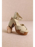 Rebel Front Stitch Platform Heel Beige