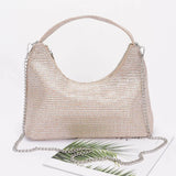 Metallic Faux Straw Hobo Bag