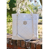 Caroline Hill Kinzley Tote Cream Quilted LD