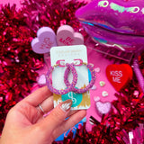 Taylor Shaye Valentine glitter hoops -hot pink