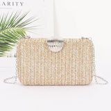 WOVEN CLUTCH WITH SHELL CLOSURE silver