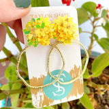 Taylor Shaye iridescent flower hoops- yellow/round