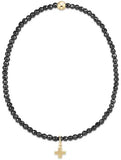 E Newton Faceted Hematite 2mm Sincerity Cross Charm Bracelet