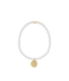 E Newton Classic Pearl 3mm Inspire Small Gold Charm Bracelet