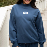 Lulu Mac Terrycloth Mock Neck Sweatshirt Navy