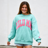 Lulu Mac Puff Sweatshirt Mint Hot Pink