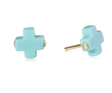 E Newton Signature Cross Stud Turquoise