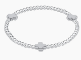 E Newton Signature Cross Sterling Pattern 3mm Bead Bracelet