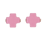 E Newton Signature Cross Stud - Bright Pink