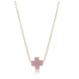 E Newton 16" Necklace Gold Signature Cross Pink