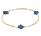 E Newton Signature Cross Gold Pattern 2mm Bead Bracelet Cobalt