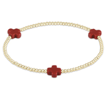 E Newton Signature Cross Gold Pattern 2mm Bead Bracelet Red