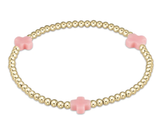 E Newton Signature Cross Gold Pattern 3mm Bead Bracelet Pink