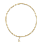 E Newton Respect Gold Charm Initial 2mm Bead Bracelet