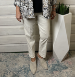 Multiples Pull On Ankle Pant w Front & Back Pockets Ecru