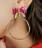 Taylor Shaye Pink Bethany Bow Hoops Round