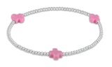 E Newton Signature Cross Sterling Silver 2mm Bracelet Pink