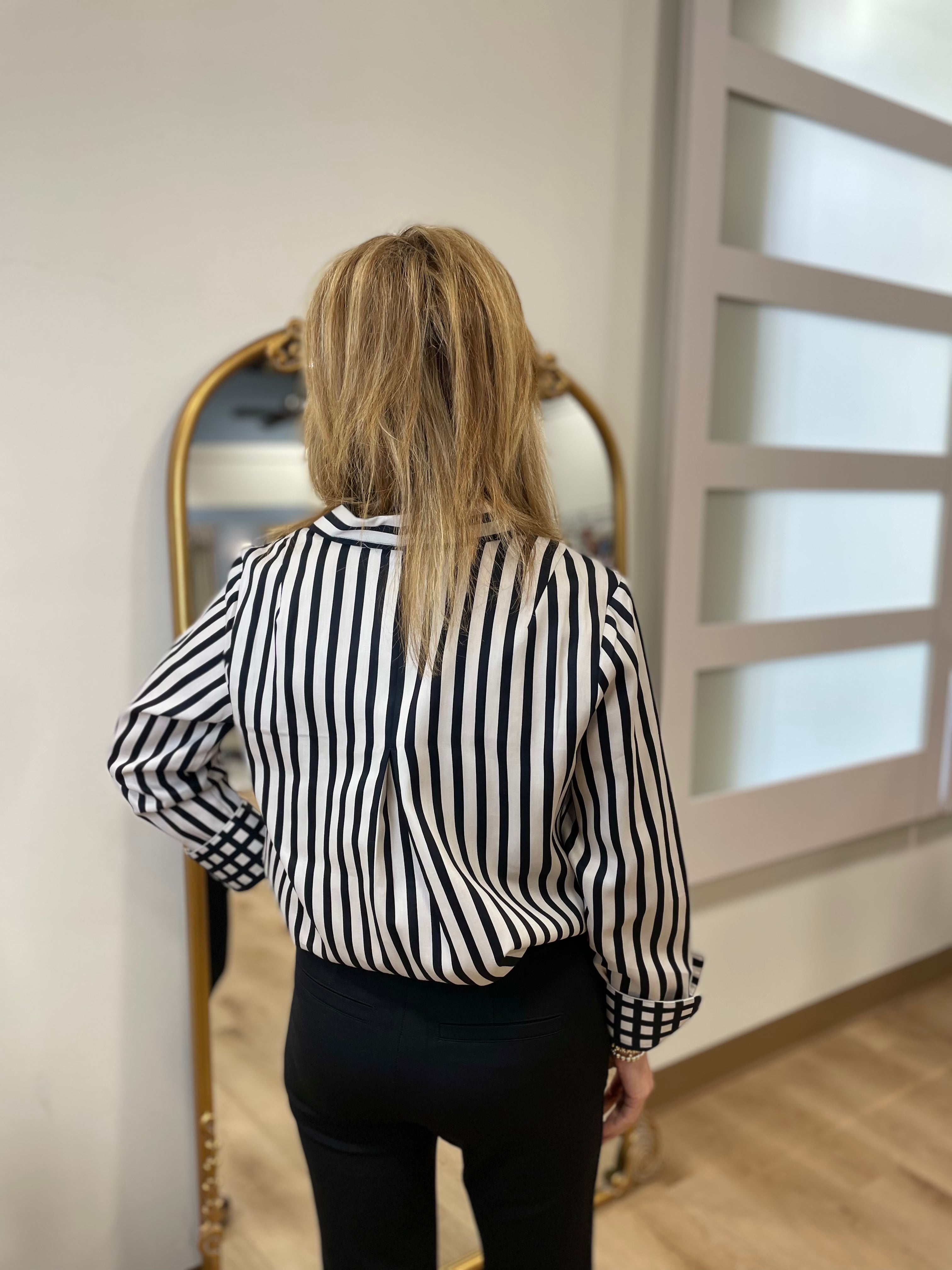 Foxcroft Agnes Stripe Black
