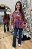 Daily Delight PrintedTiered Top Plum