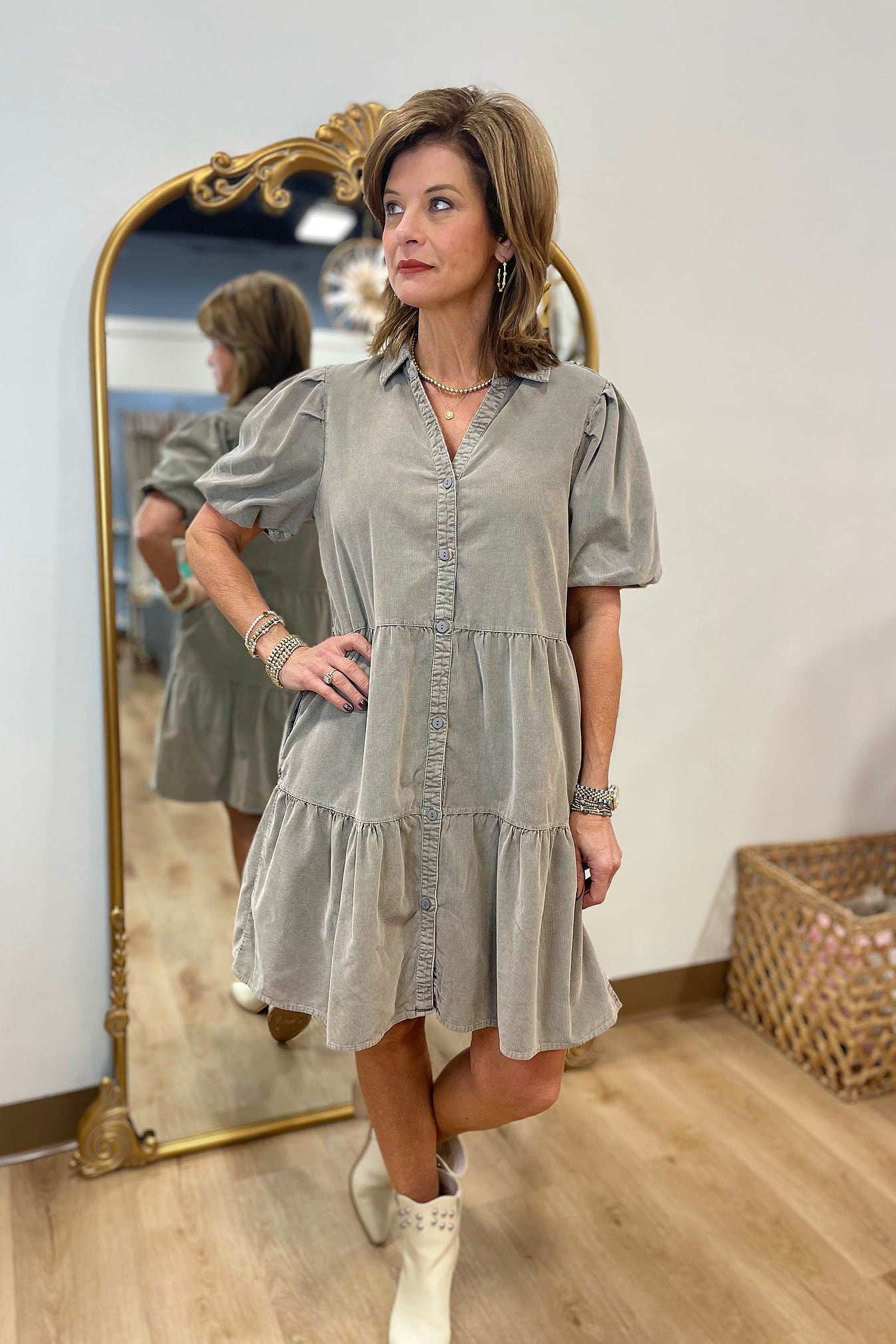 Dylan Parker Corduroy Dress Brown