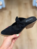 Corkys Oh Bow She Didn't Black Faux Suede
