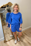 Varsity Stripe Short Set Blue