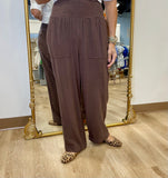 Umgee Smocked Waist Pants Espresso