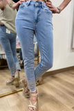 Charlie B Embroidery Cuff Pant Pale Blue