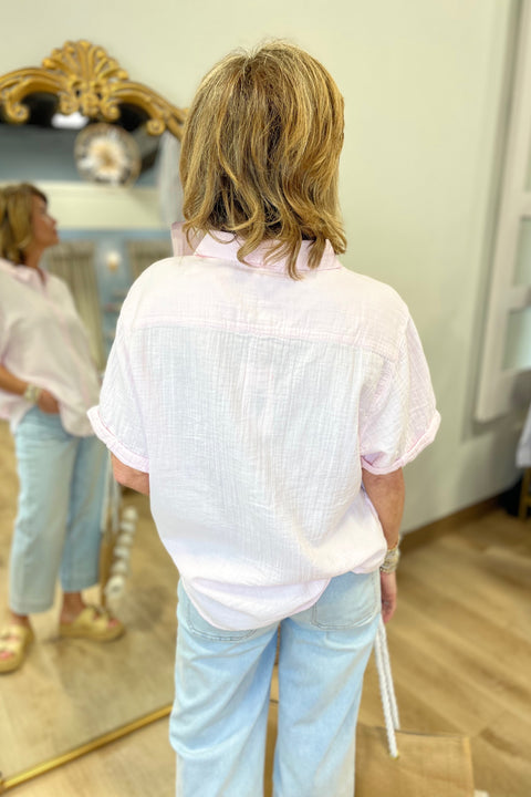 Dylan SS Roll Sleeve Shirt Blush