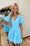 Sunrise Service V Neck Bubble Dress Blue