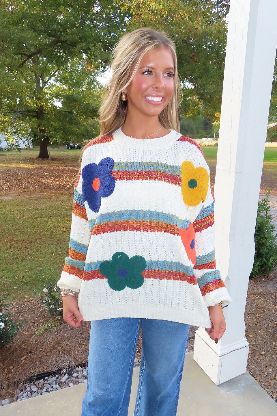 Flirting with Floral Sweater Ivory