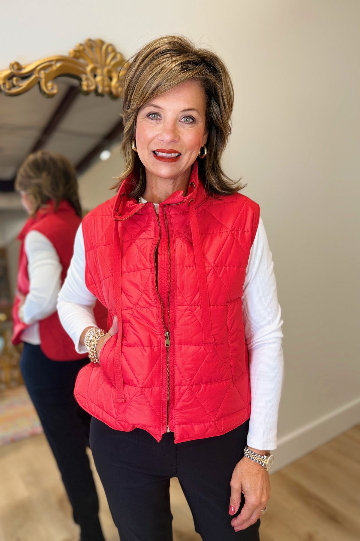 Multiples Collar Vest Crimson