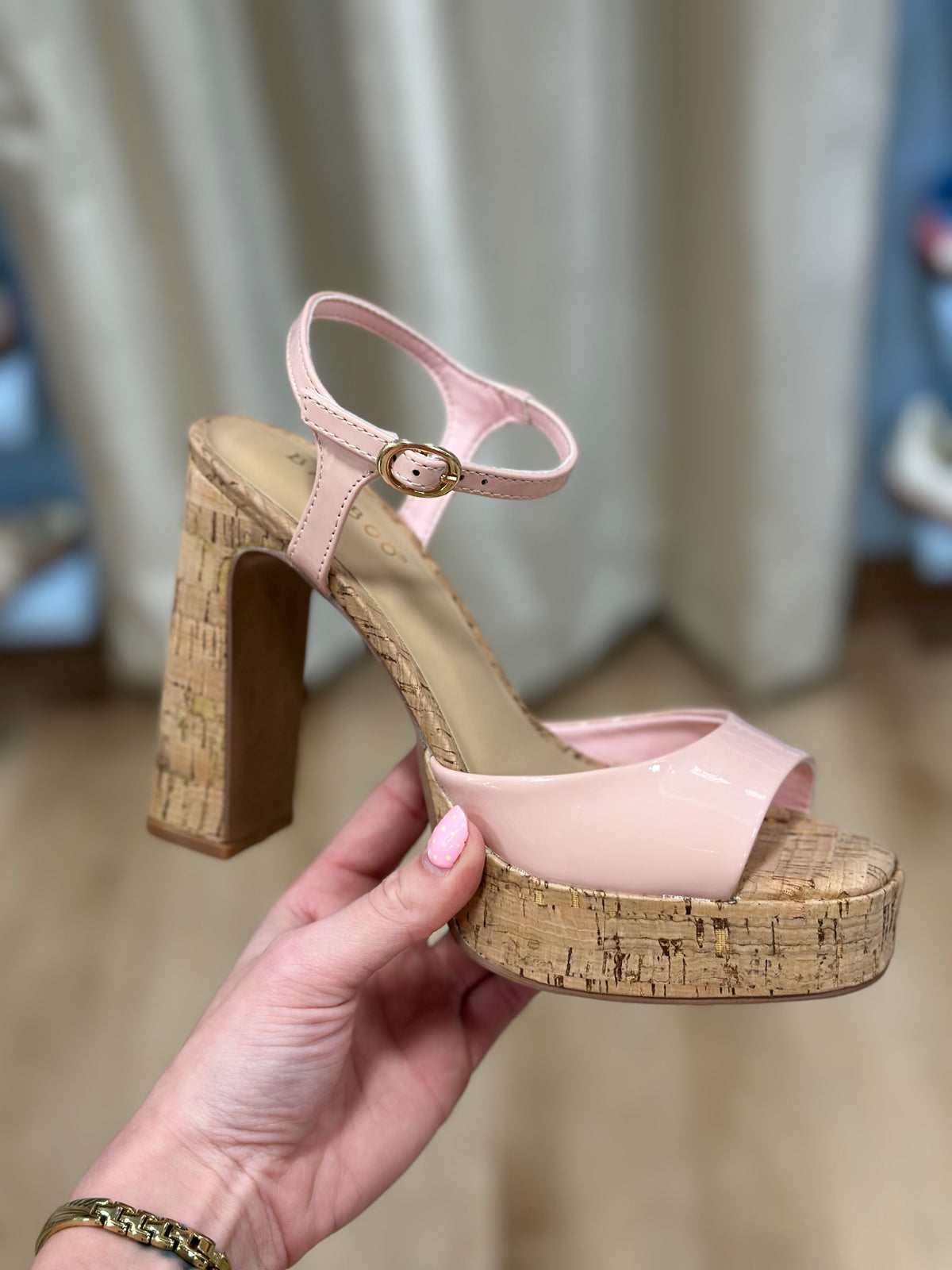 Abra Cork Bottom Platform Sandal Pink