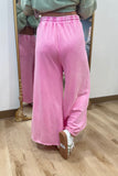 Tyler Washed Terry Wide Leg Pants Pink