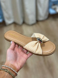 Bamboo Ruffled Band Sandal Natural Raffia